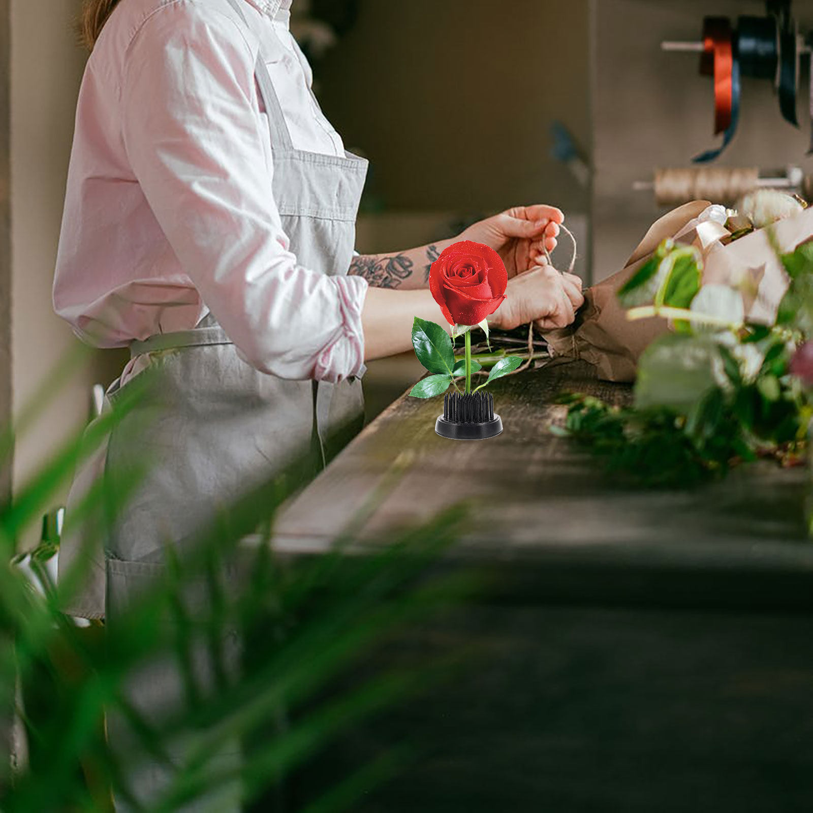 Easy Florist Supply - Professioneller Blumenarrangement-Frosch aus Messing mit Gummikonstruktion,