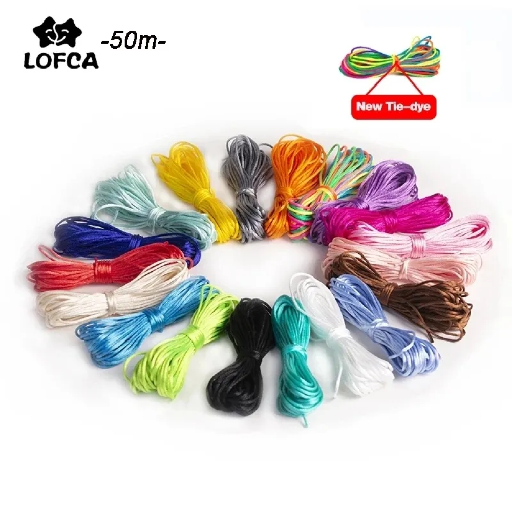 Ribbon Wired Satin - 1,5mm Schnullerketten-DIY-Nylonschnur 50m für Beißketten-Herstellung, Seil