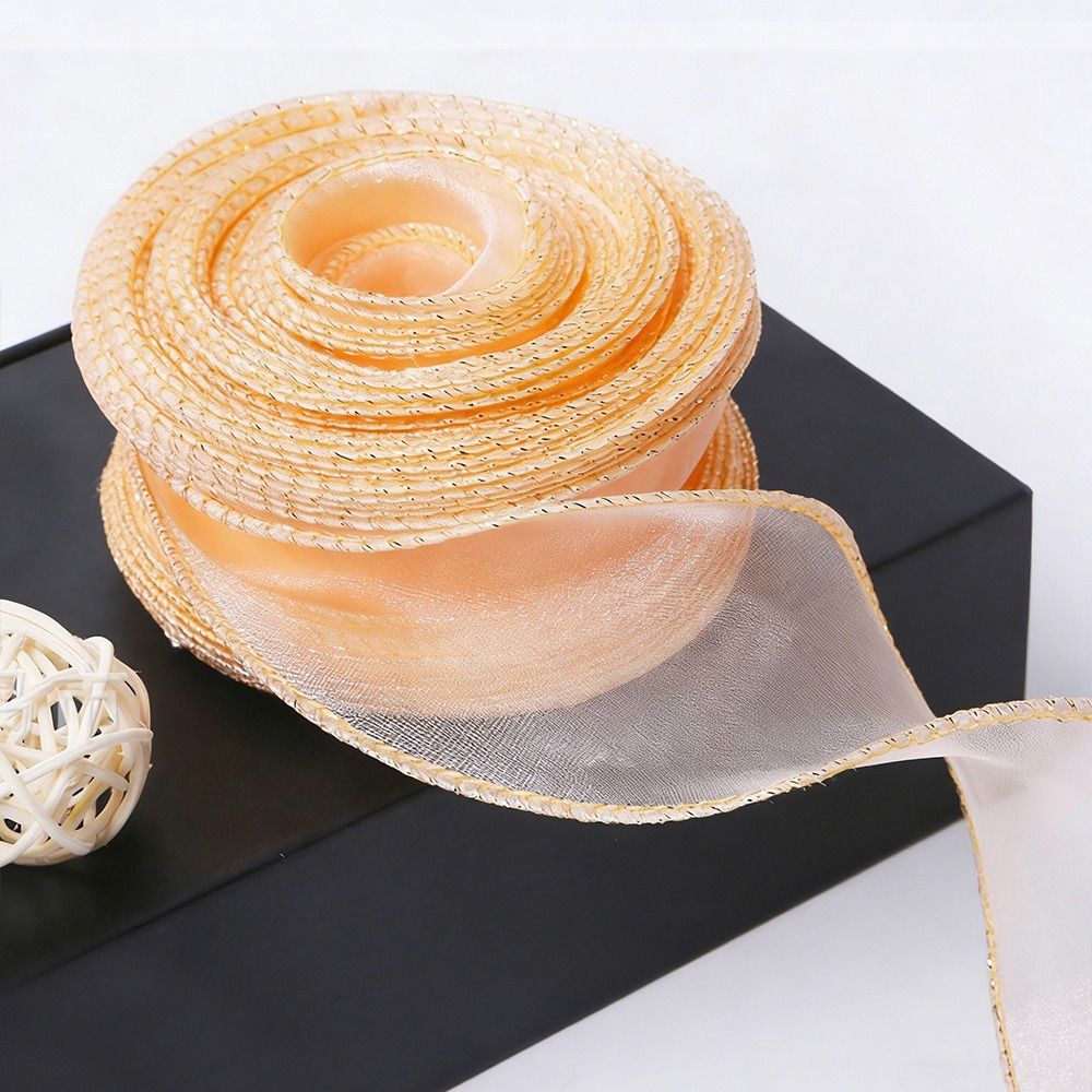 Ribbon Wired Satin - 4cm Breites Organza-Band mit Drahtdesign Satin-Textur